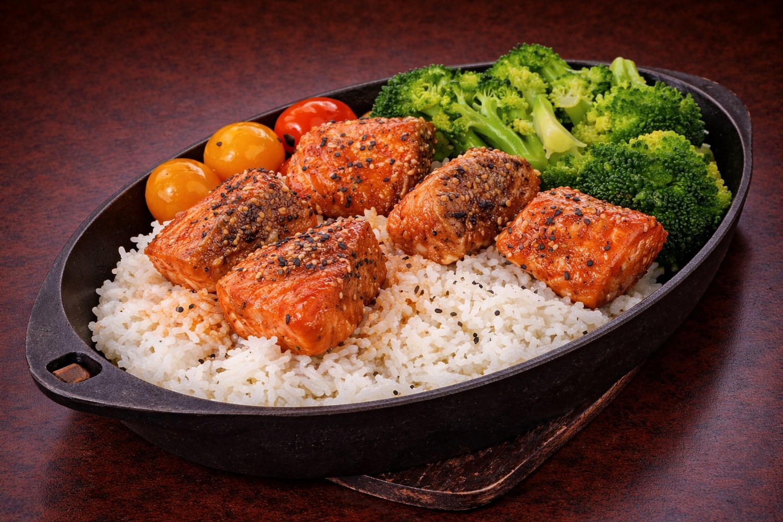 Pan-seared salmon at Runam Garden