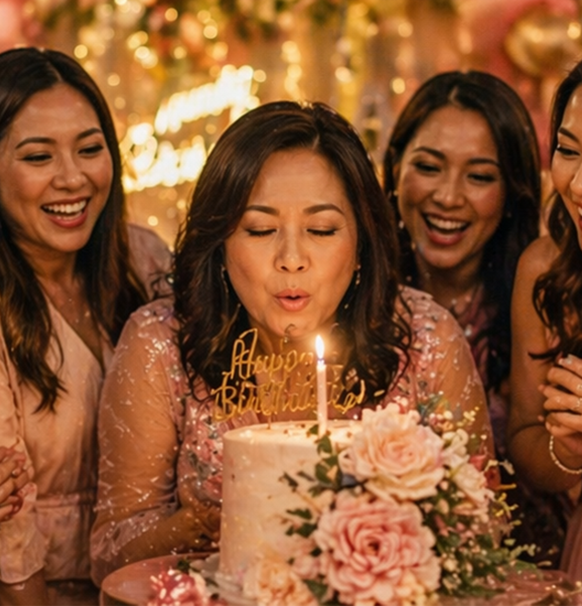 Family celebrating milestone birthday at Runam Garden private venue in Fountain Valley